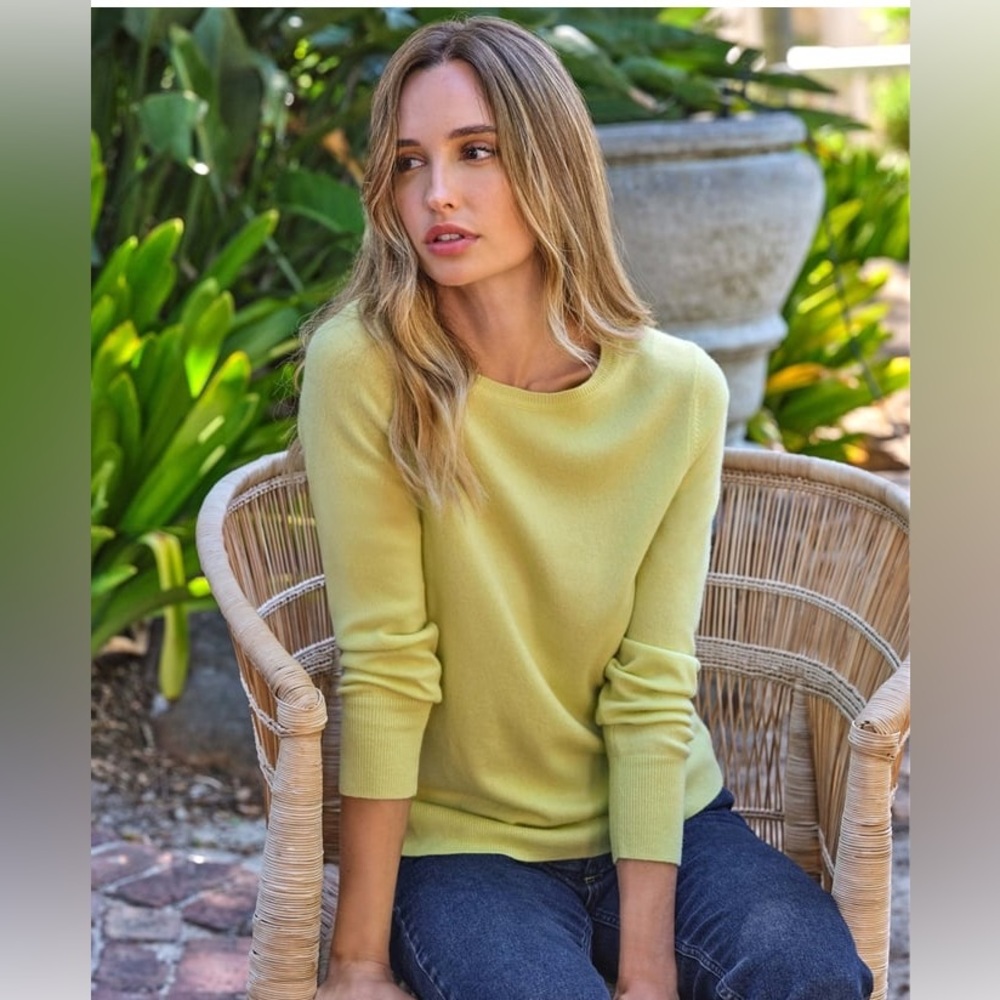 Pure Collection Cashmere Crewneck Sweater Lime Green Size 8